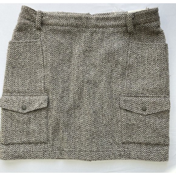Bob Timberlake Womens Skirt Wool Blend A-Line Snap Pockets Taupe Gray‎ Tweed 14 - Picture 1 of 13